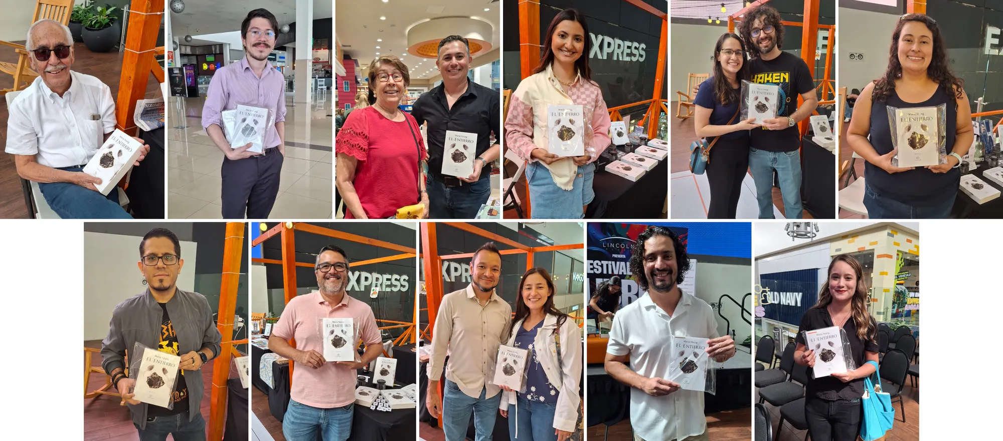 Collage de nuevos lectores de El Entierro en el Festival del Libro